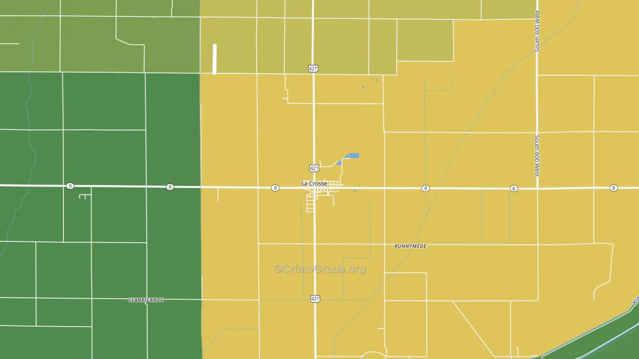 La Crosse, IN Map of Vehicle Theft Rates