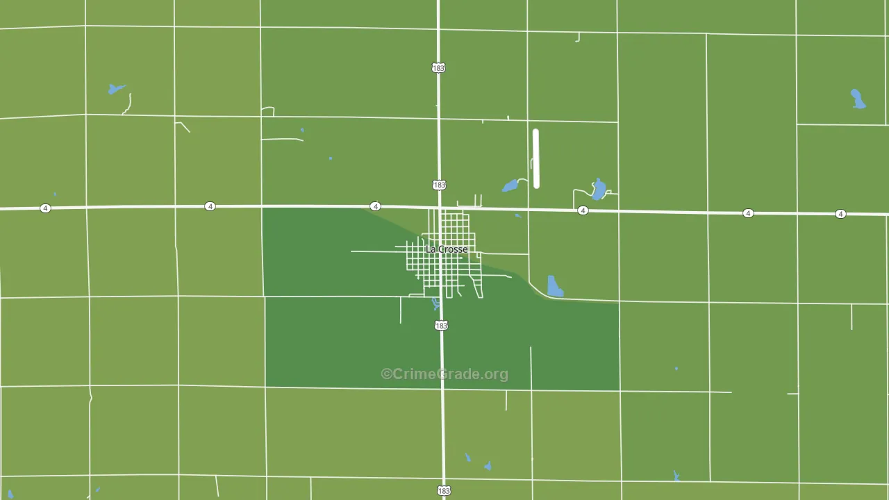 La Crosse, KS Map of Vehicle Theft Rates