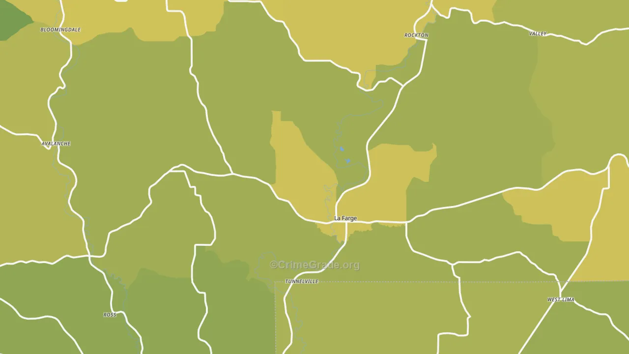 La Farge, WI Map of Vehicle Theft Rates