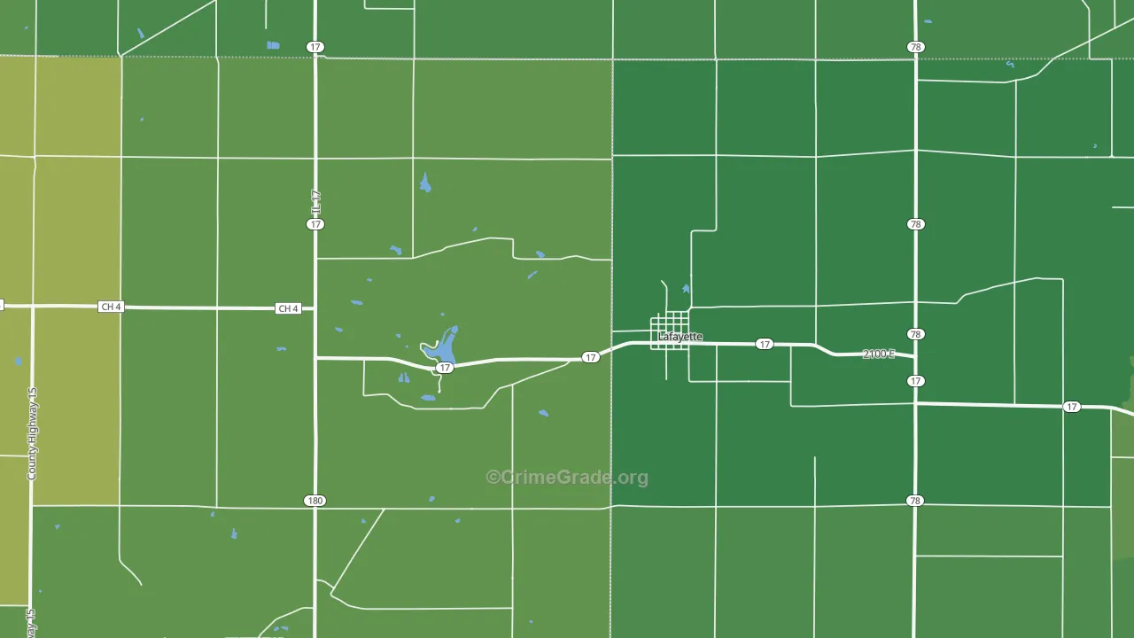 La Fayette, IL Map of Vehicle Theft Rates