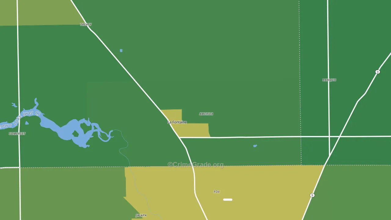 La Fontaine, IN Map of Vehicle Theft Rates