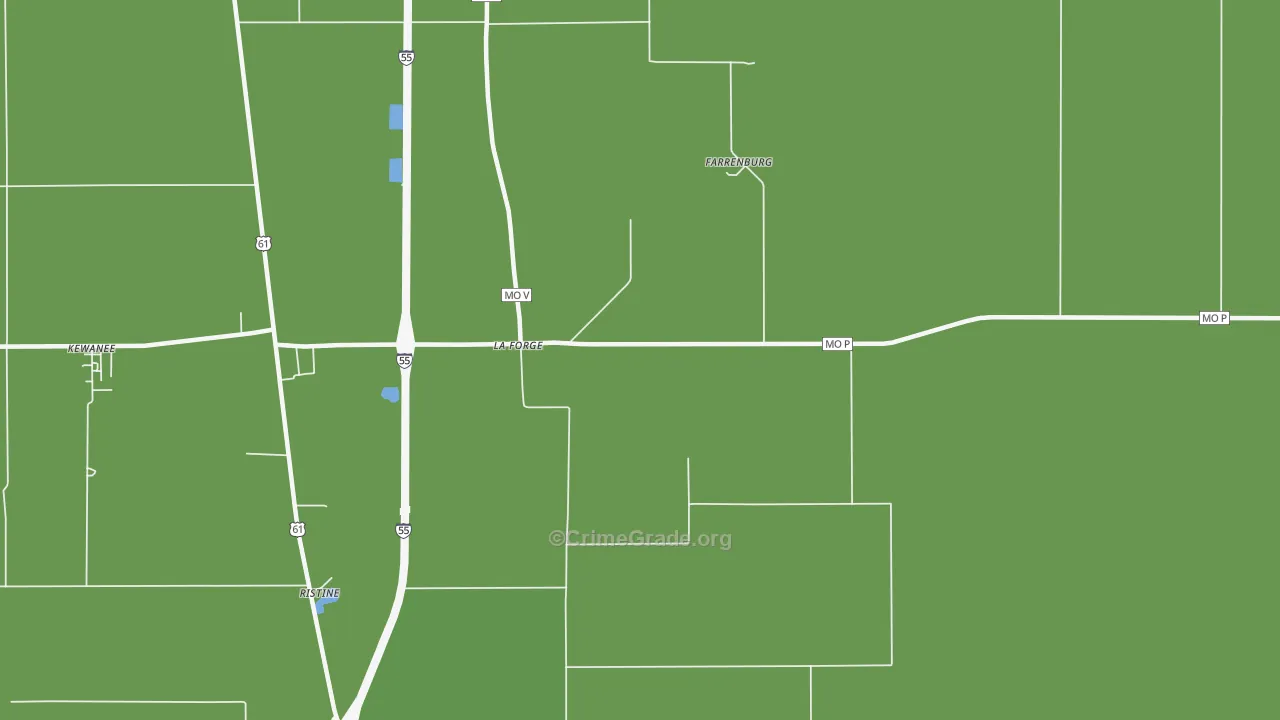 La Forge, MO Map of Vehicle Theft Rates