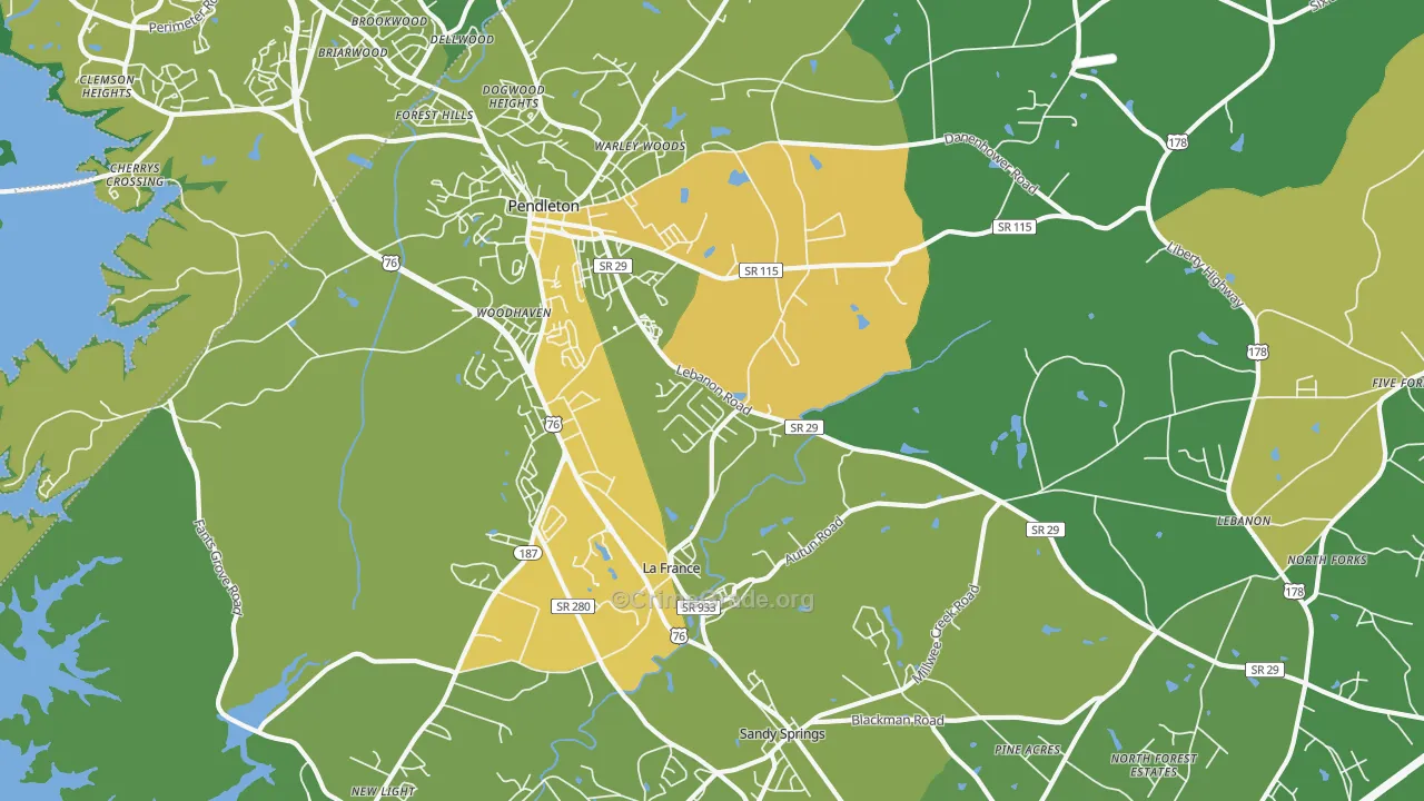 La France, SC Map of Vehicle Theft Rates