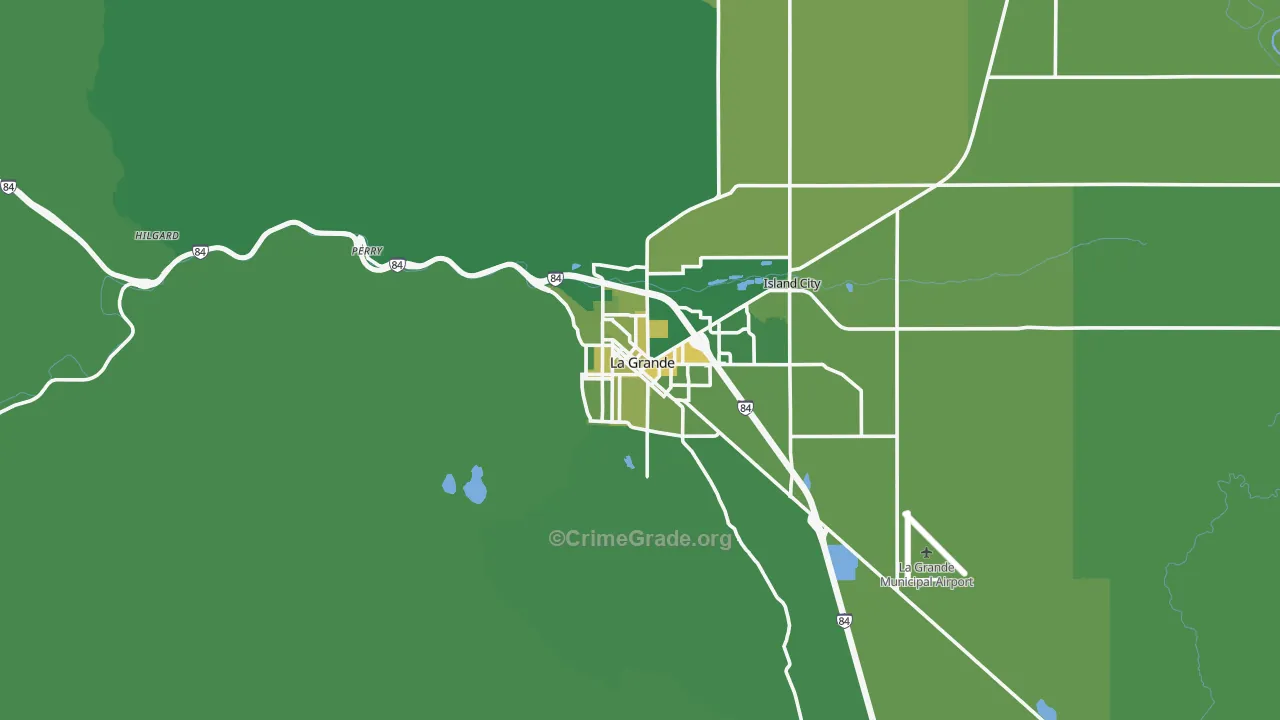 La Grande, OR Map of Vehicle Theft Rates