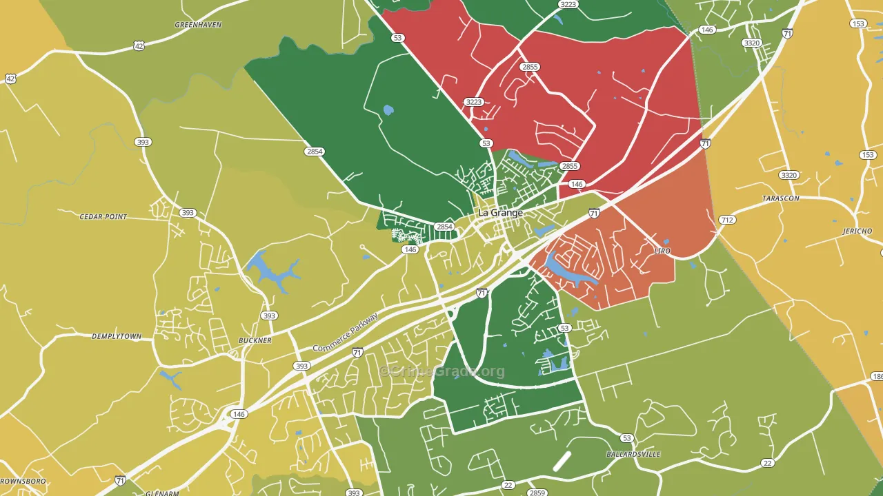 La Grange, KY Map of Vehicle Theft Rates