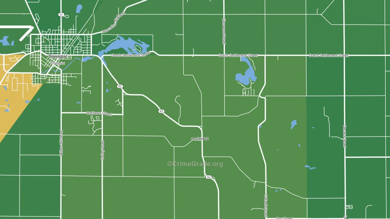 La Grange, MI Map of Vehicle Theft Rates