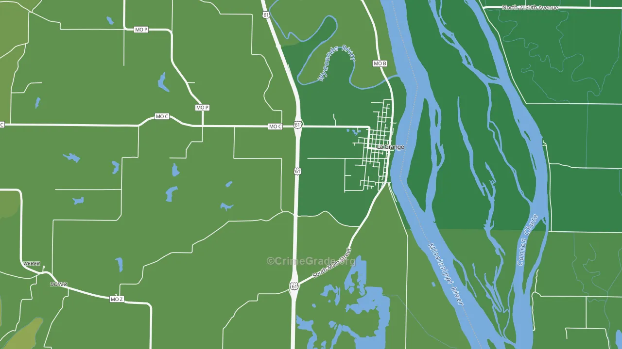 La Grange, MO Map of Vehicle Theft Rates