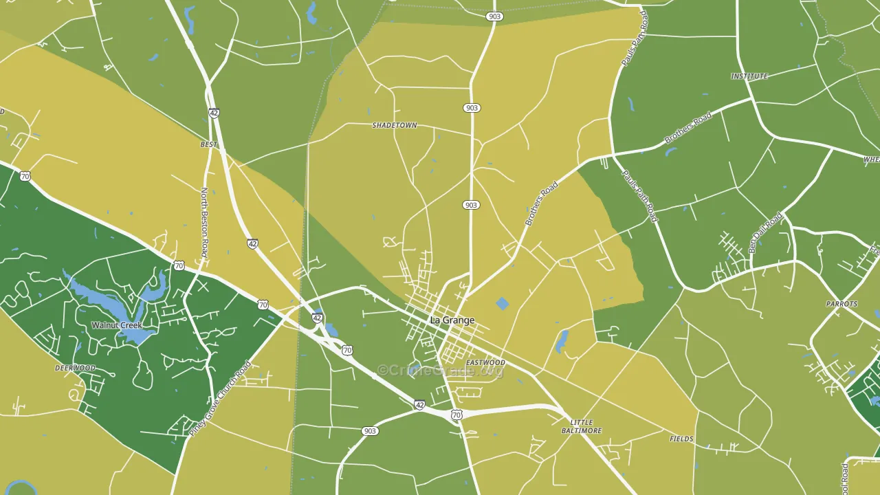 La Grange, NC Map of Vehicle Theft Rates