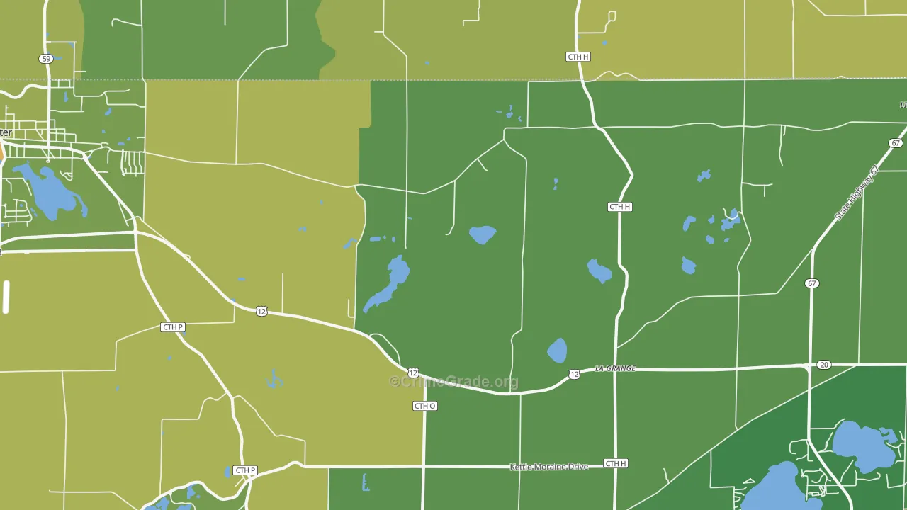 La Grange, WI Map of Vehicle Theft Rates