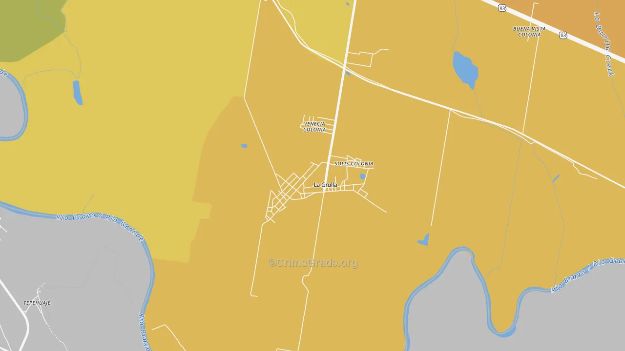 La Grulla, TX Map of Vehicle Theft Rates