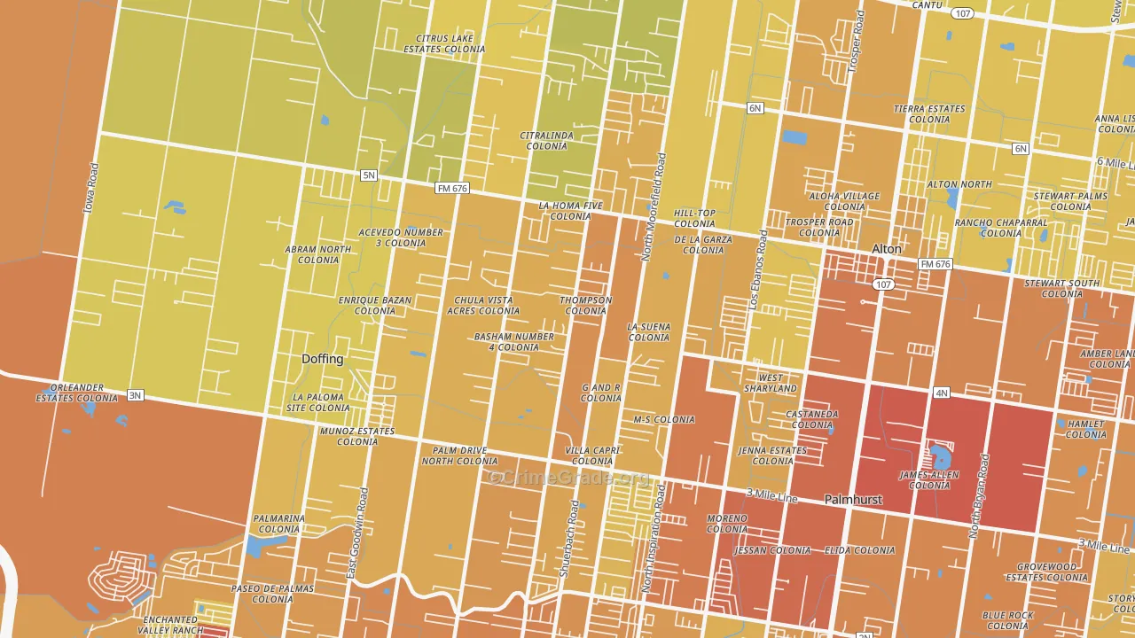La Homa, Mission, TX Map of Vehicle Theft Rates