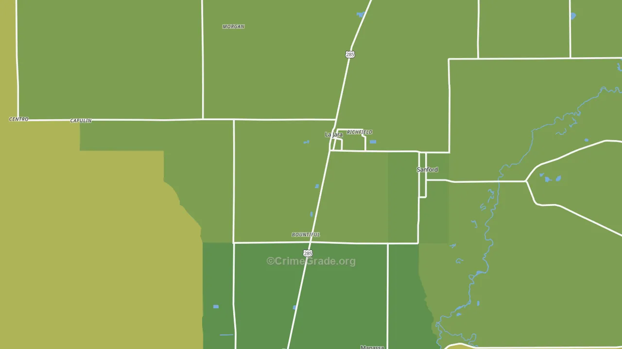 La Jara, CO Map of Vehicle Theft Rates