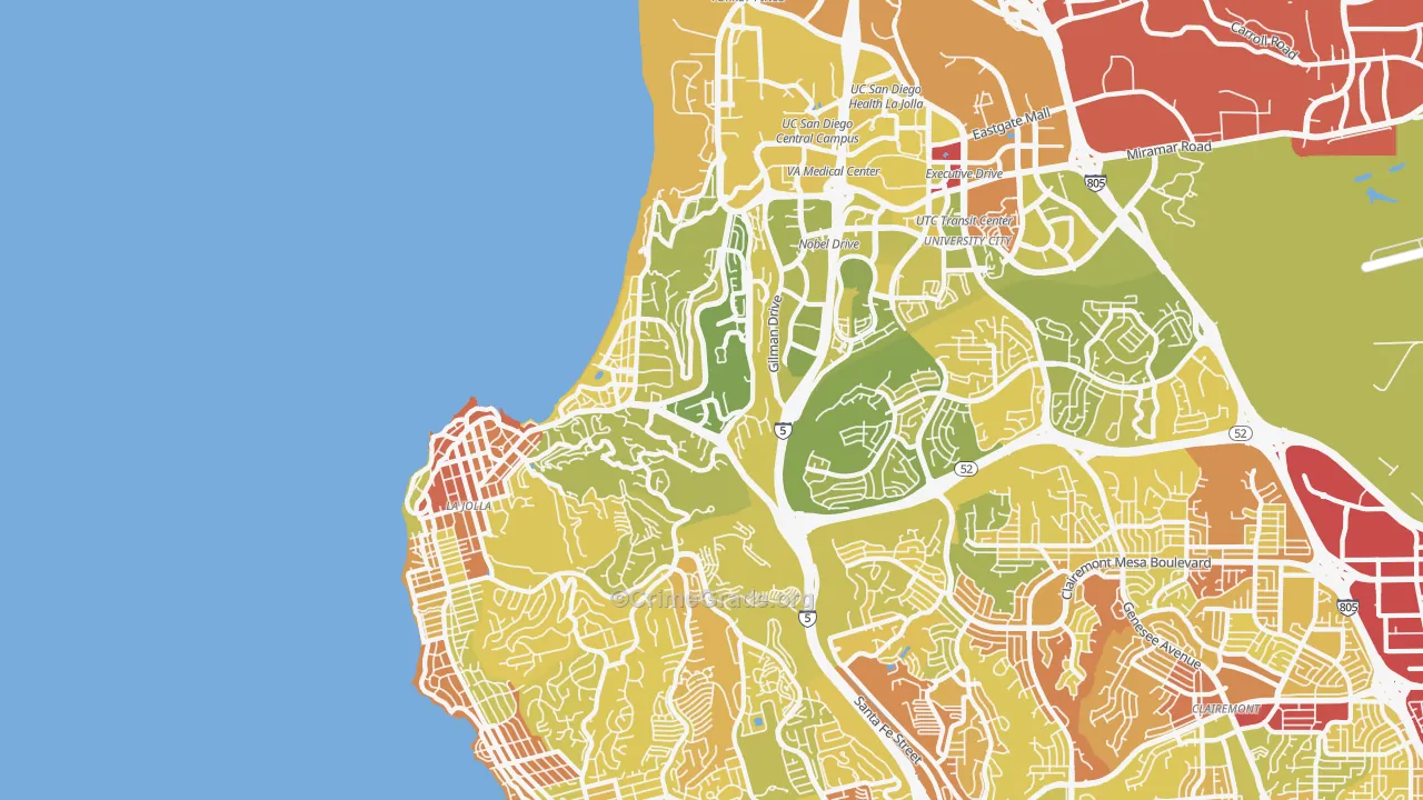 La Jolla, CA Map of Vehicle Theft Rates