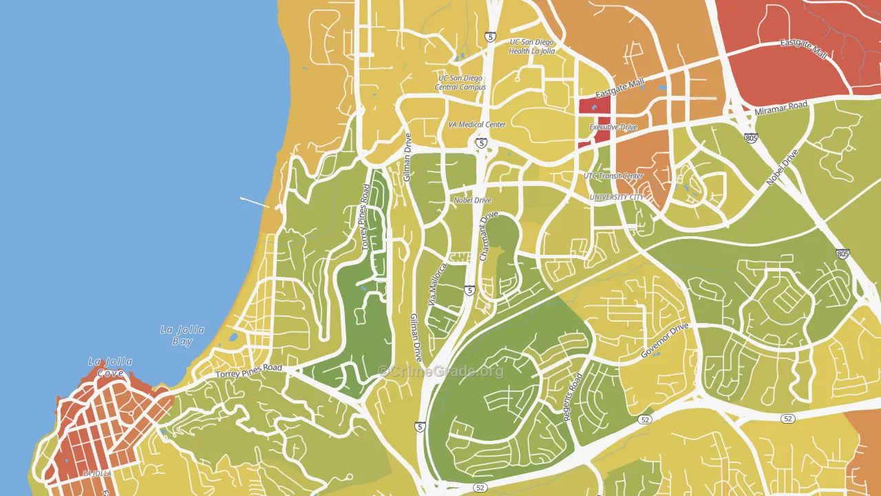 La Jolla Village, La Jolla, CA Map of Vehicle Theft Rates