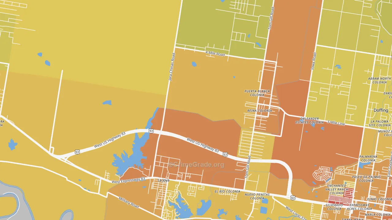 La Joya, TX Map of Vehicle Theft Rates