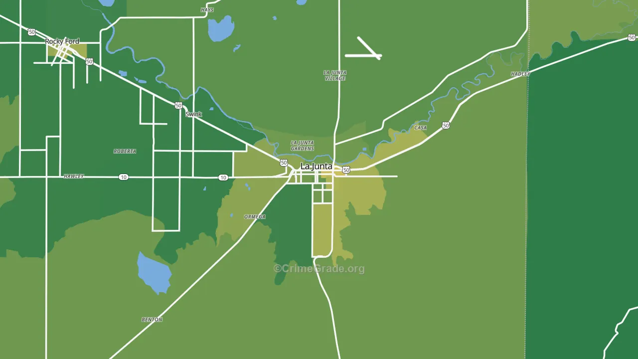 La Junta, CO Map of Vehicle Theft Rates