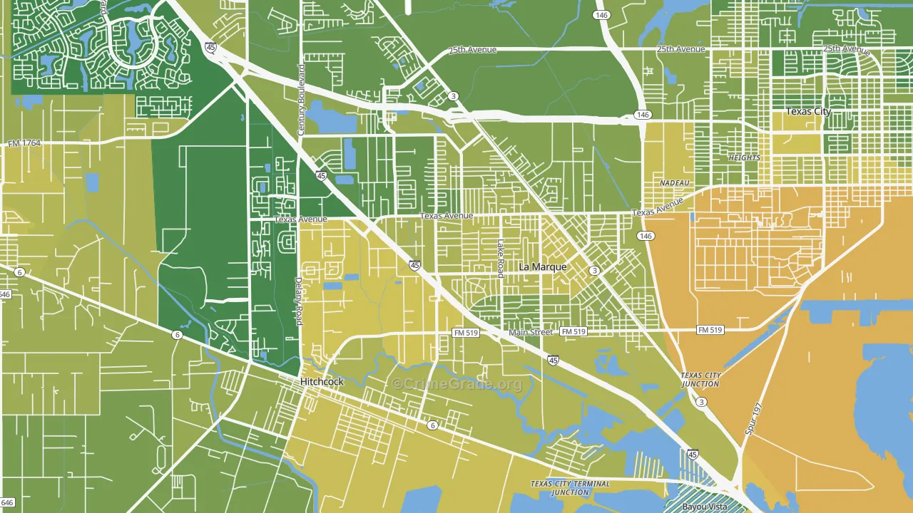 La Marque, TX Map of Vehicle Theft Rates