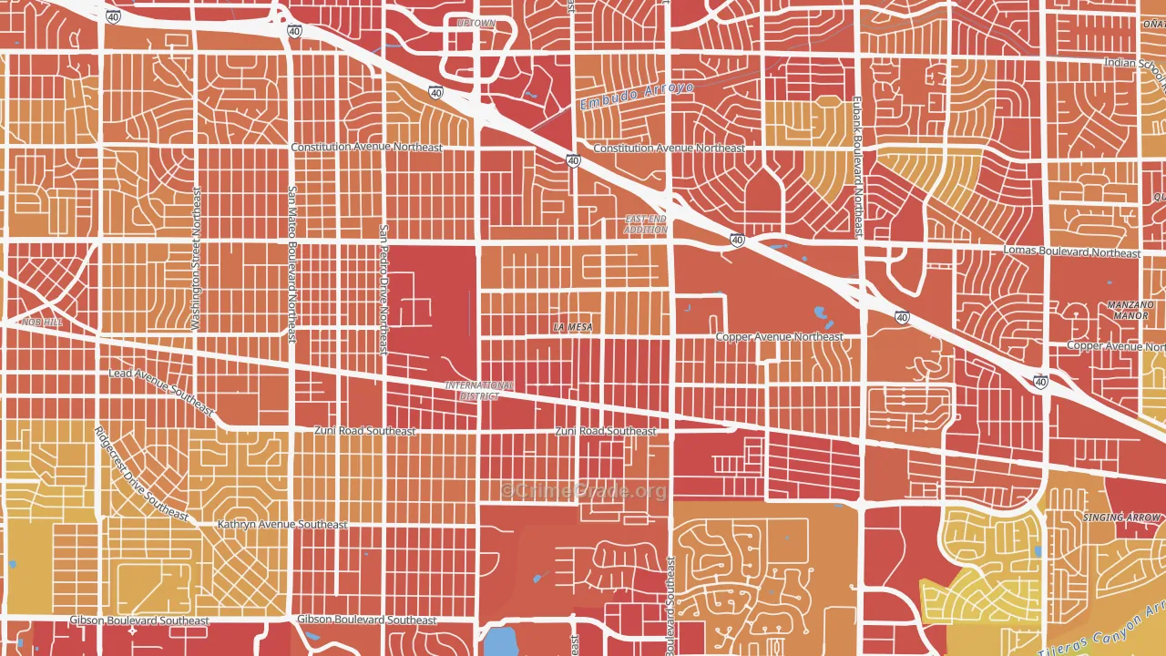 La Mesa, Albuquerque, NM Map of Vehicle Theft Rates