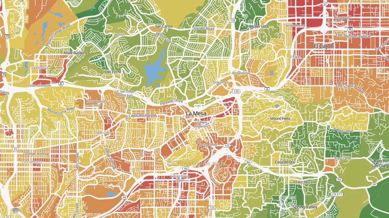 La Mesa, CA Map of Vehicle Theft Rates