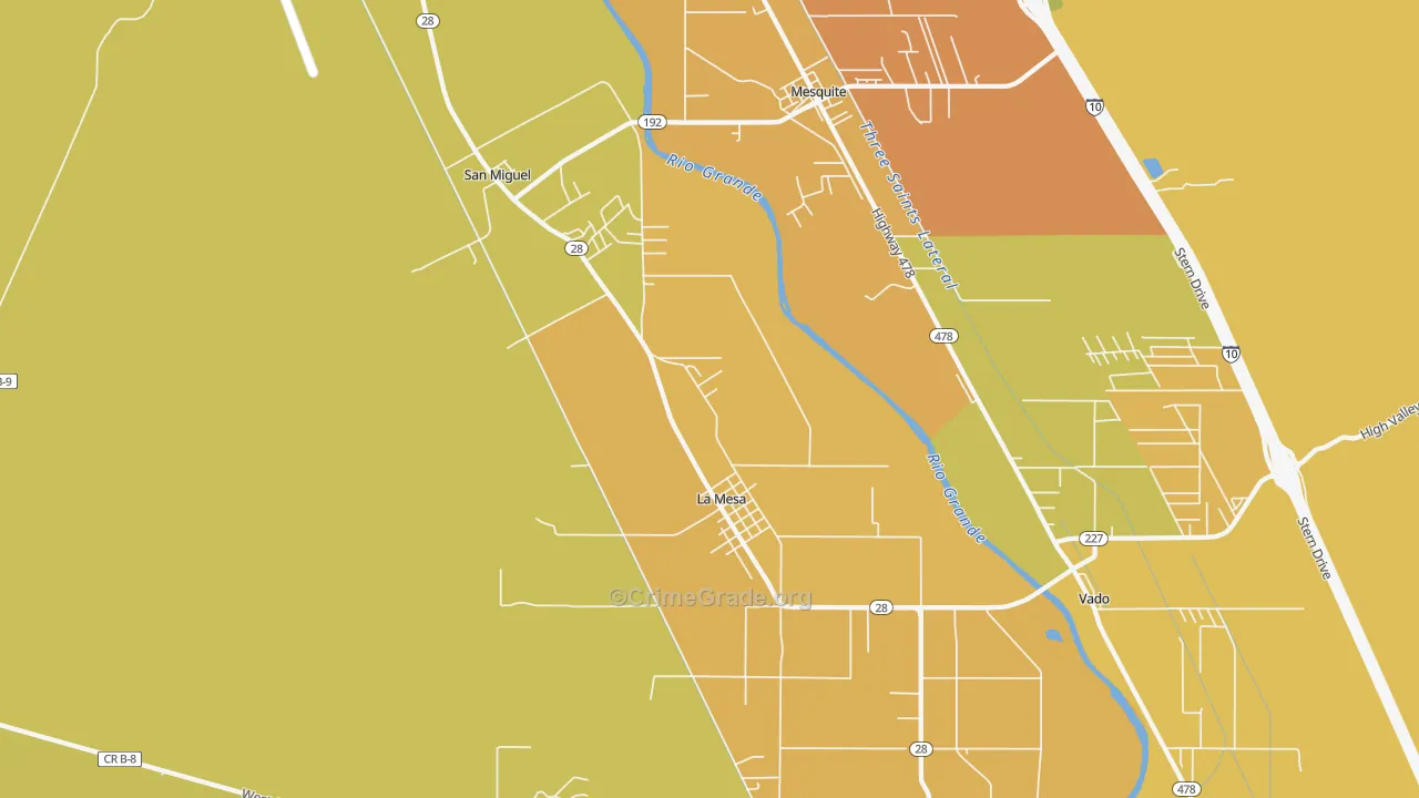 La Mesa, NM Map of Vehicle Theft Rates