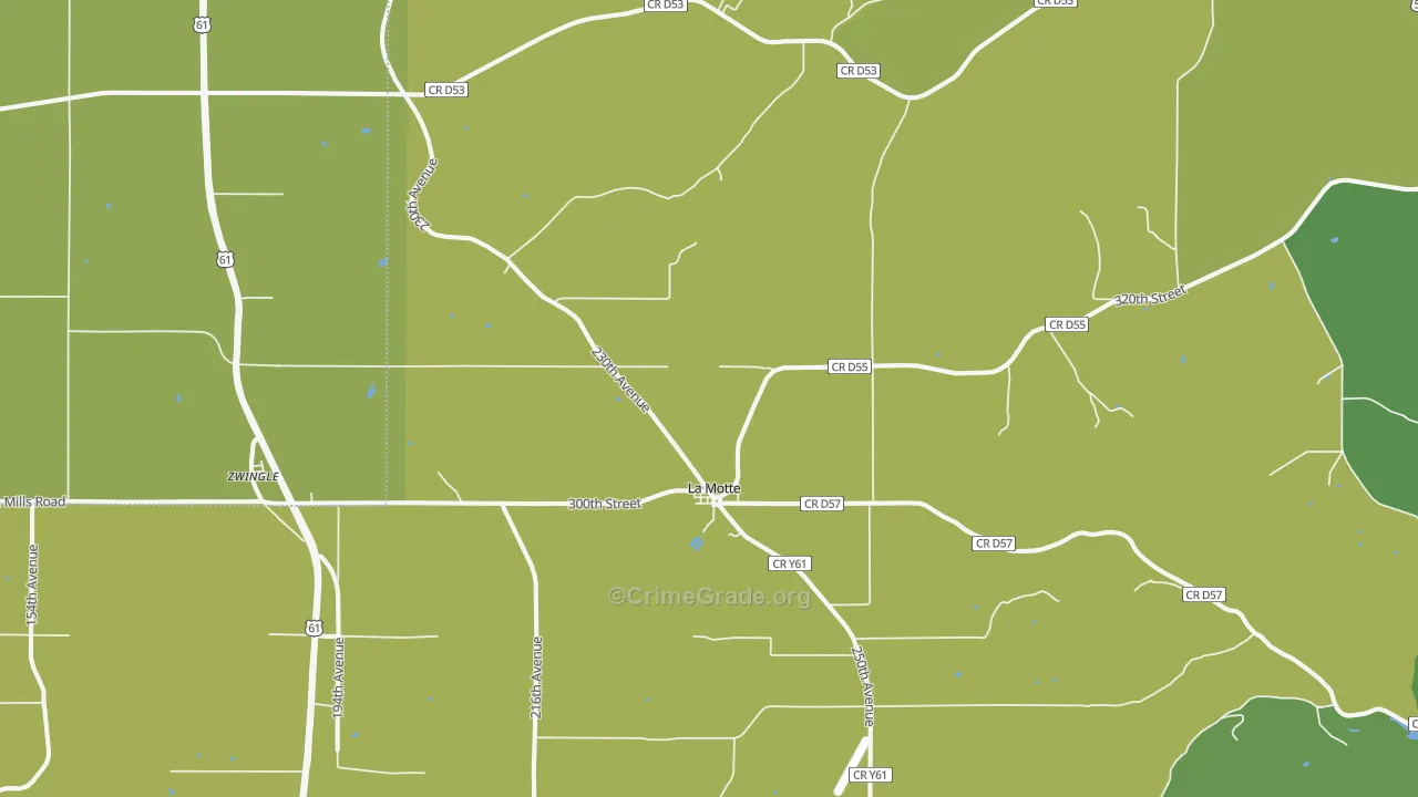 La Motte, IA Map of Vehicle Theft Rates