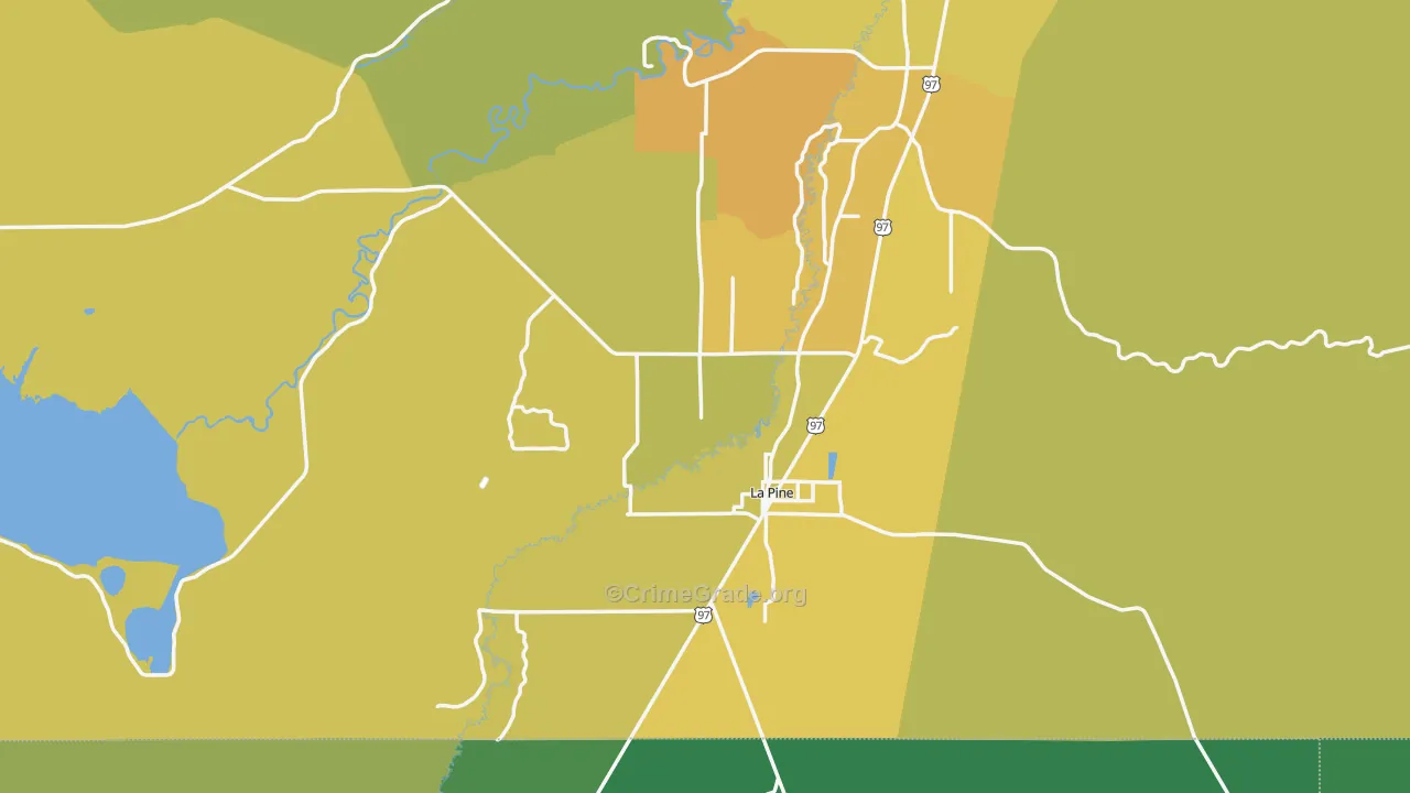 La Pine, OR Map of Vehicle Theft Rates