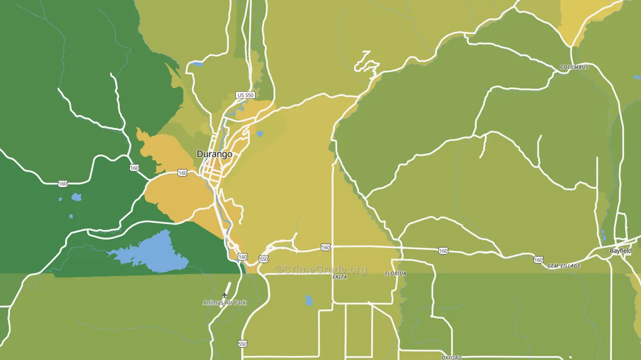 La Plata County, CO Map of Vehicle Theft Rates