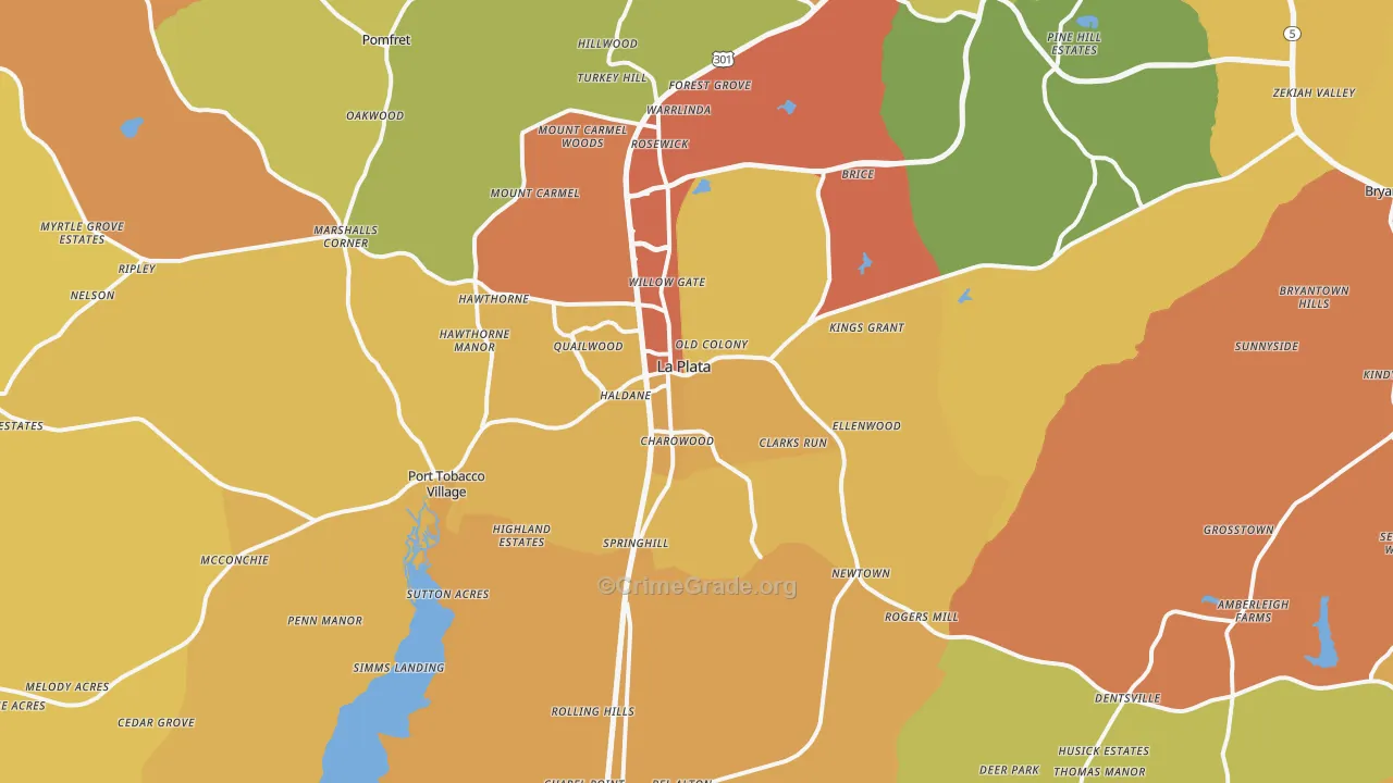 La Plata, MD Map of Vehicle Theft Rates