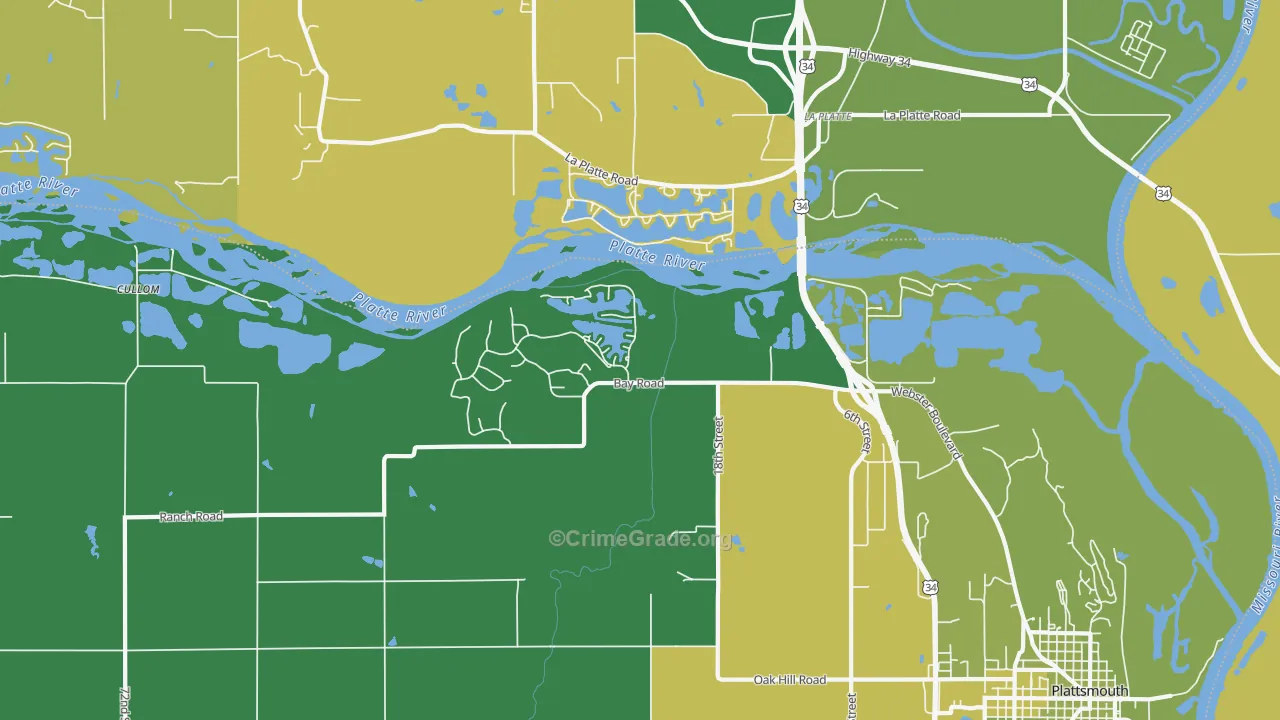 La Platte, NE Map of Vehicle Theft Rates