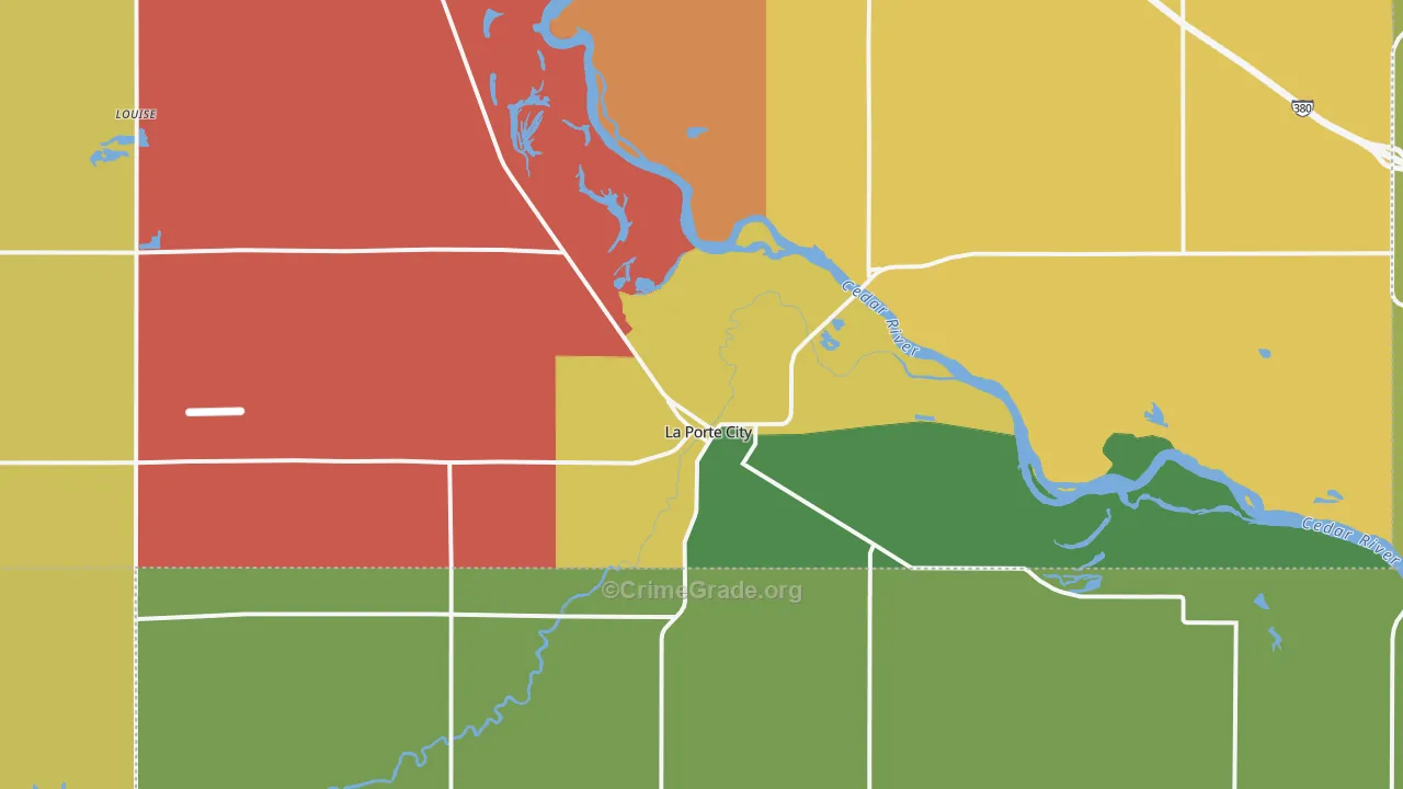 La Porte City, IA Map of Vehicle Theft Rates