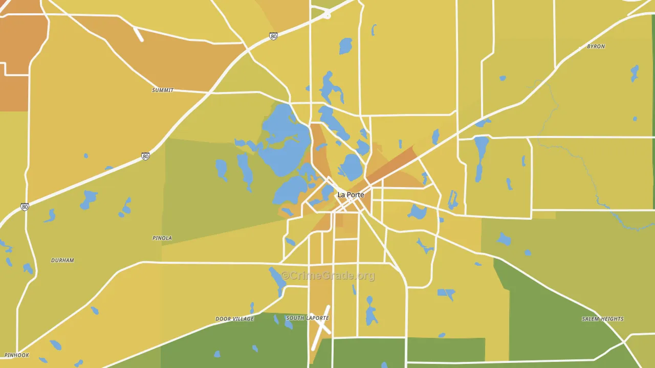 La Porte, IN Map of Vehicle Theft Rates
