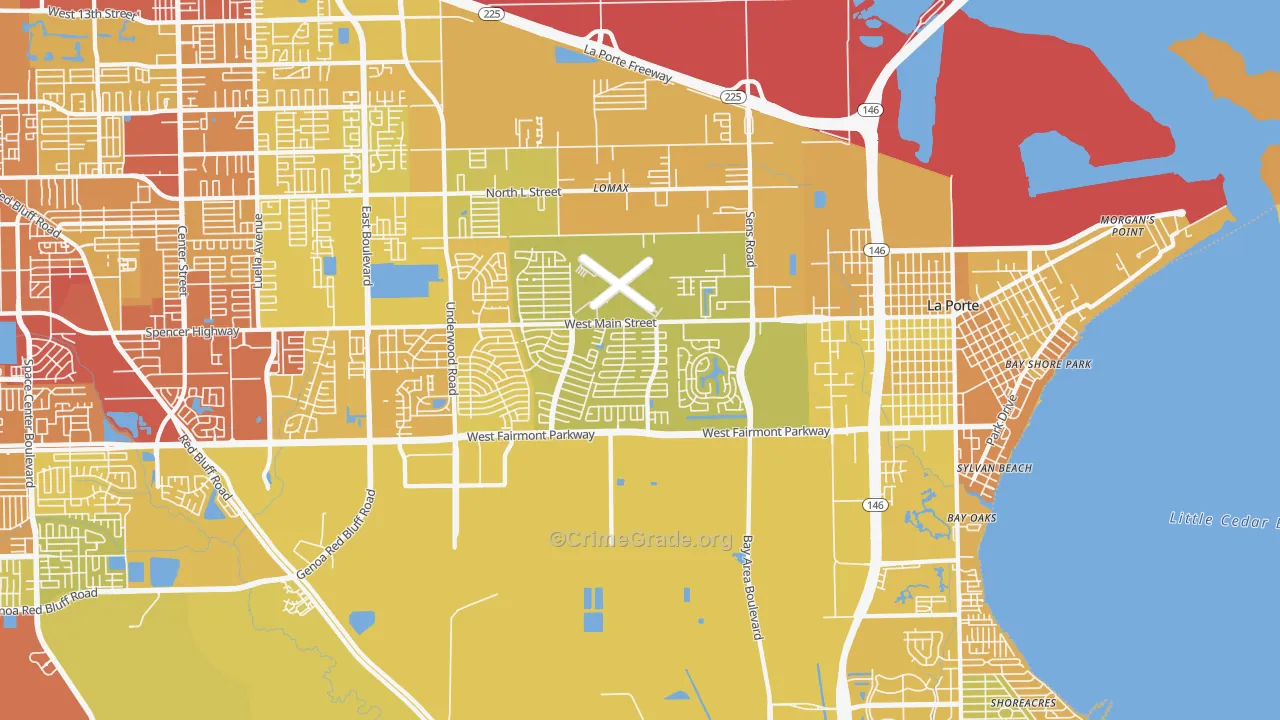 La Porte, TX Map of Vehicle Theft Rates