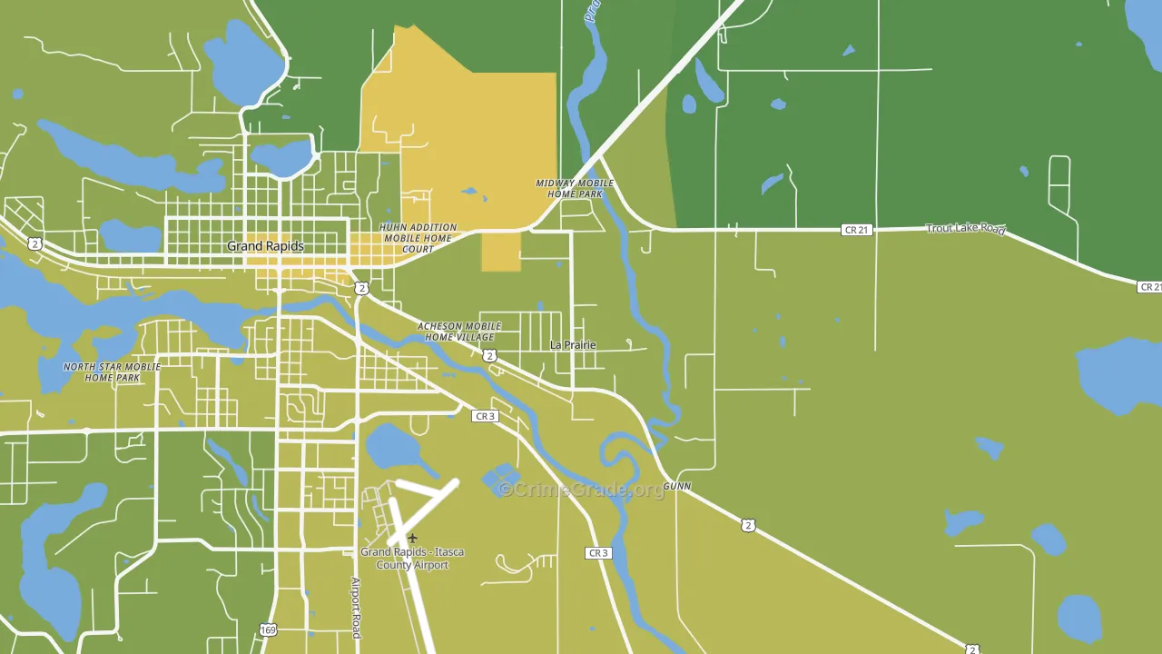 La Prairie, MN Map of Vehicle Theft Rates