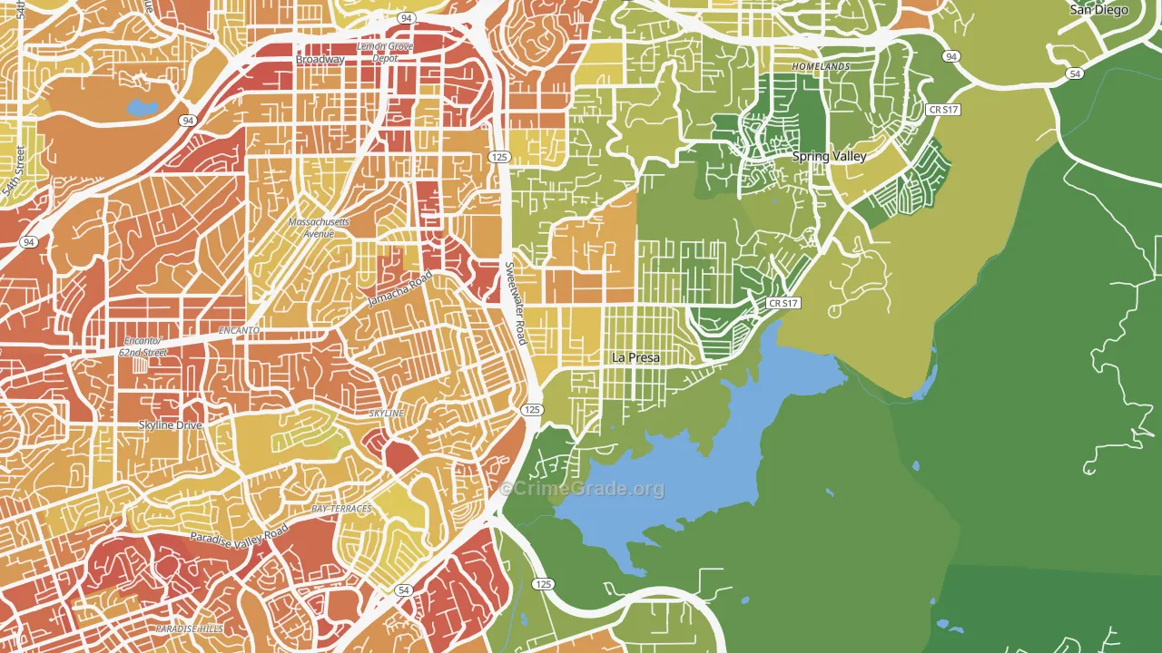 La Presa, CA Map of Vehicle Theft Rates