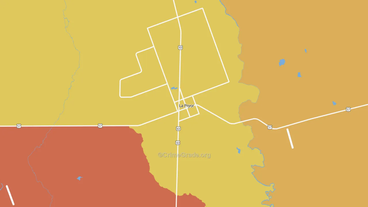 La Pryor, TX Map of Vehicle Theft Rates