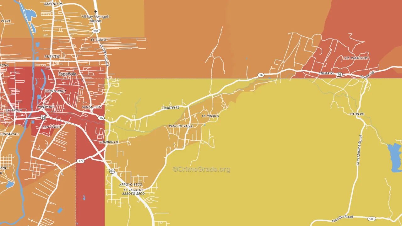 La Puebla, NM Map of Vehicle Theft Rates