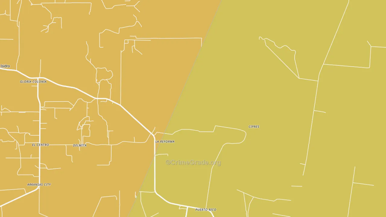 La Reforma, TX Map of Vehicle Theft Rates