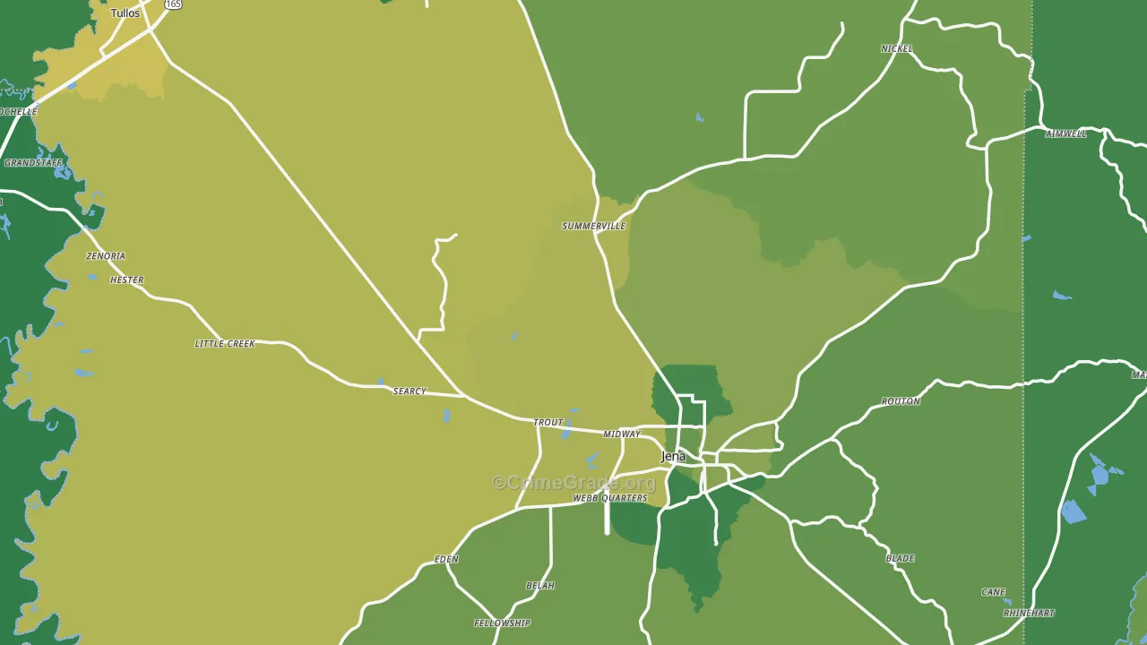 LaSalle Parish, LA Map of Vehicle Theft Rates