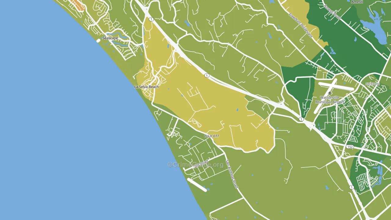 La Selva Beach, CA Map of Vehicle Theft Rates