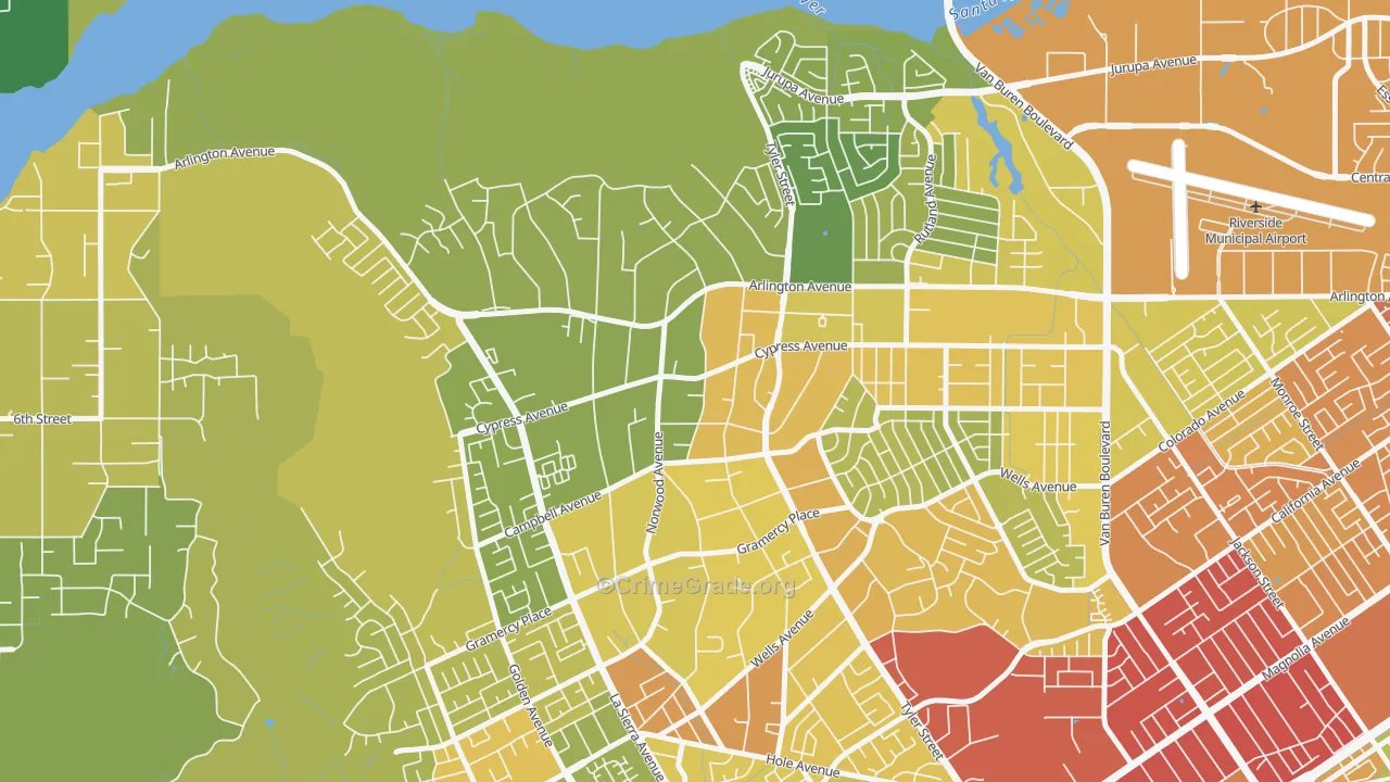 La Sierra Acres, Riverside, CA Map of Vehicle Theft Rates