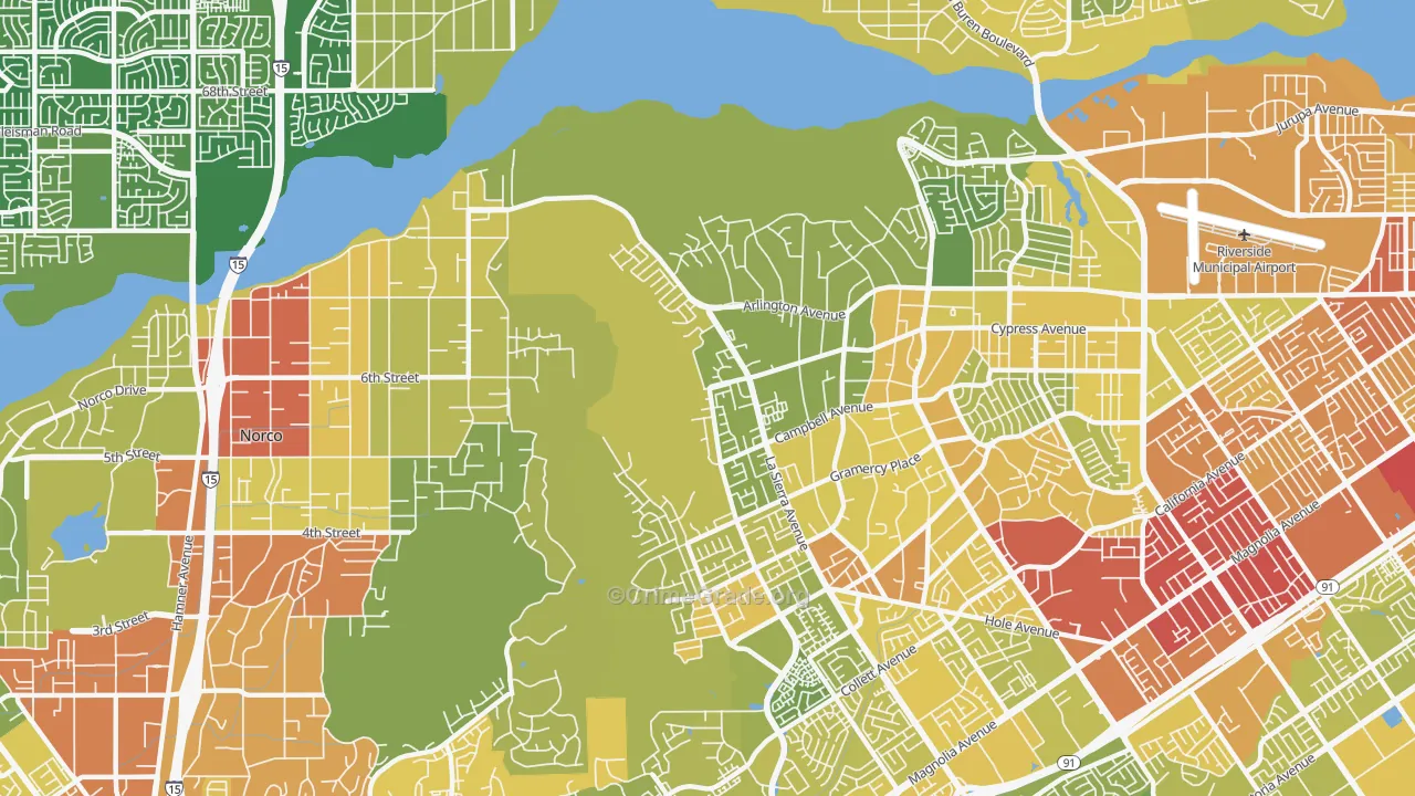 La Sierra Hills, Riverside, CA Map of Vehicle Theft Rates