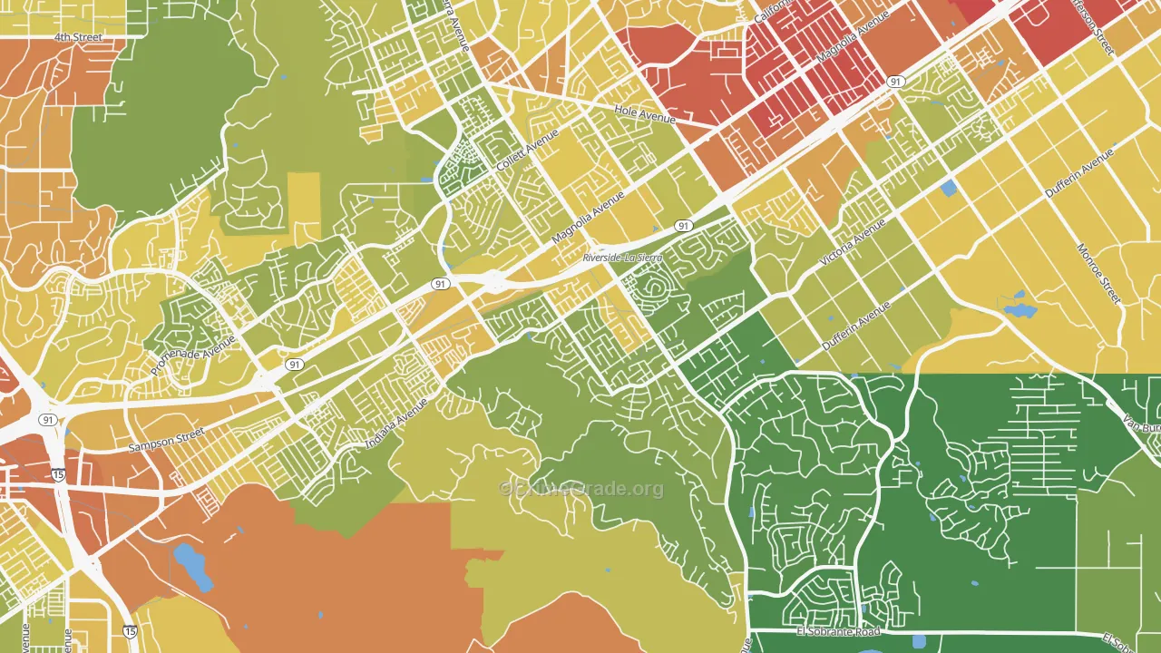 La Sierra South, Riverside, CA Map of Vehicle Theft Rates