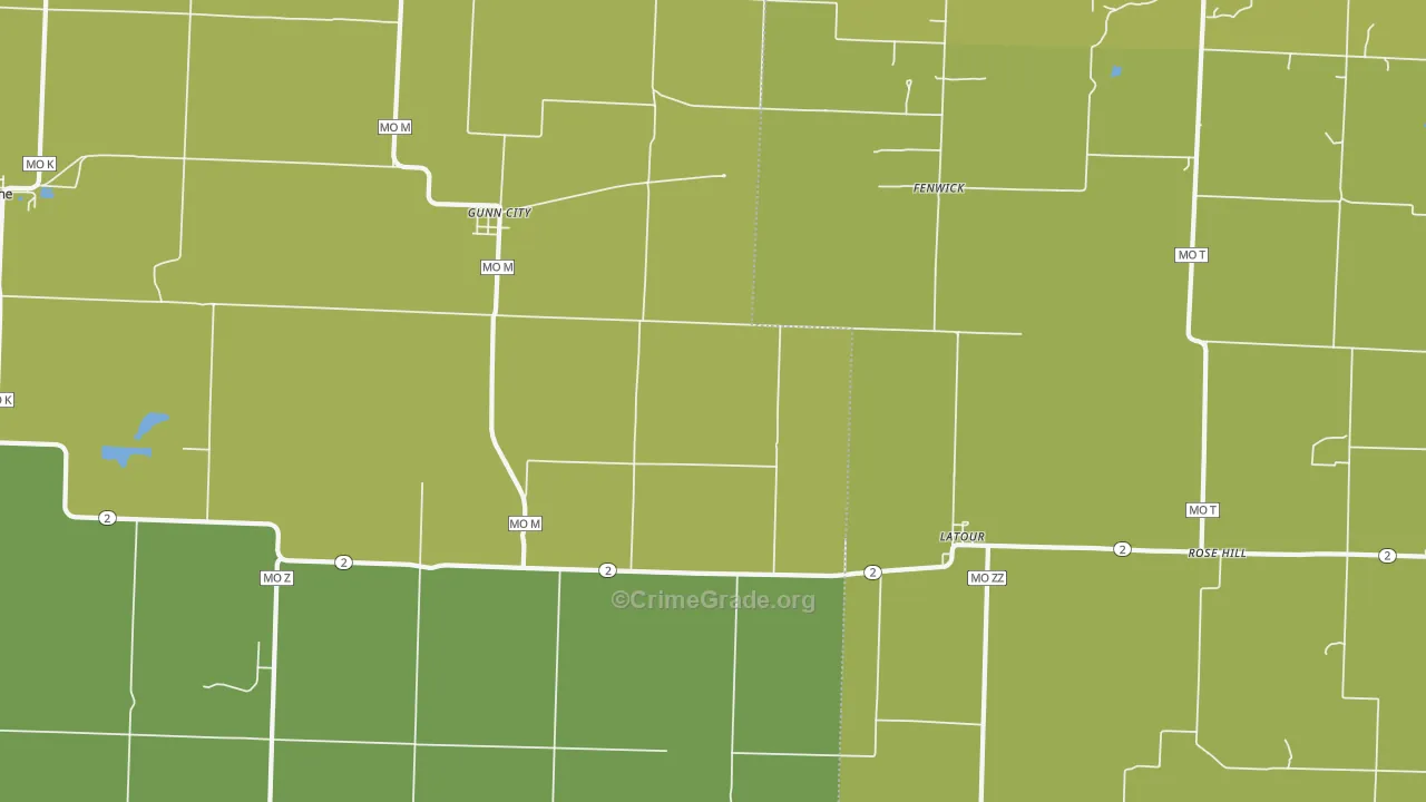 La Tour, MO Map of Vehicle Theft Rates