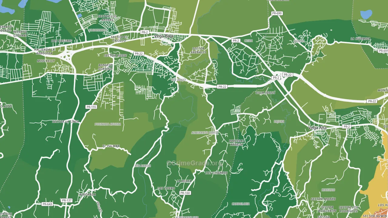 La Trocha, PR Map of Vehicle Theft Rates