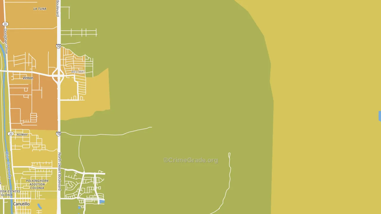 La Tuna, TX Map of Vehicle Theft Rates