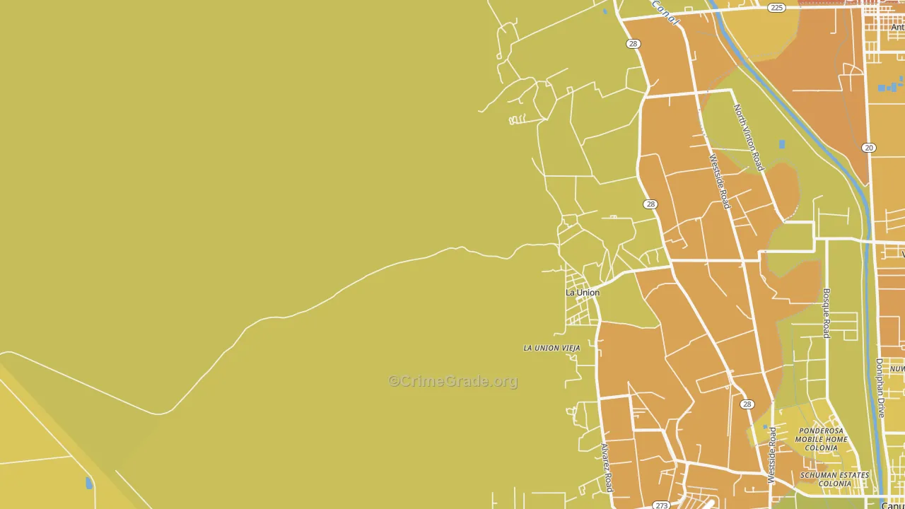 La Union, NM Map of Vehicle Theft Rates