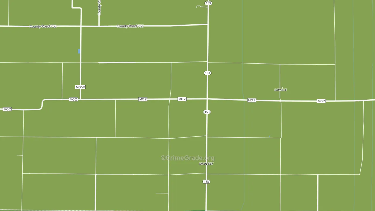 La Valle, MO Map of Vehicle Theft Rates
