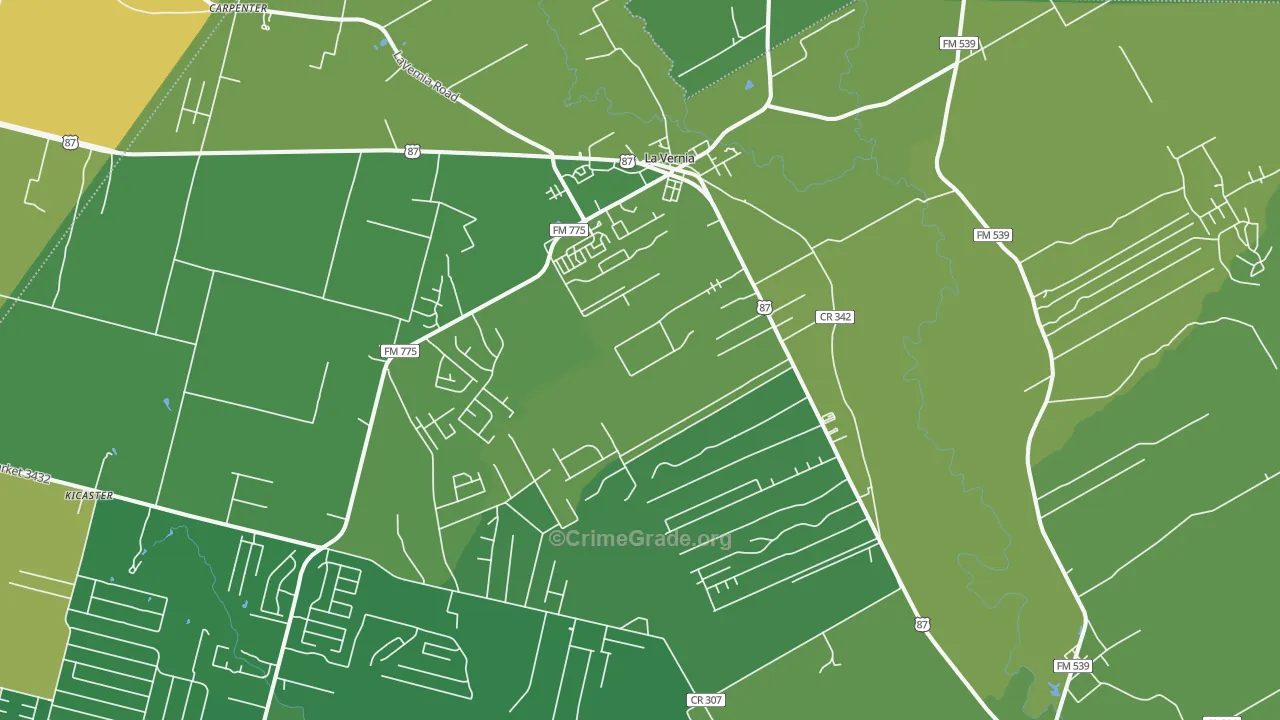 La Vernia, TX Map of Vehicle Theft Rates