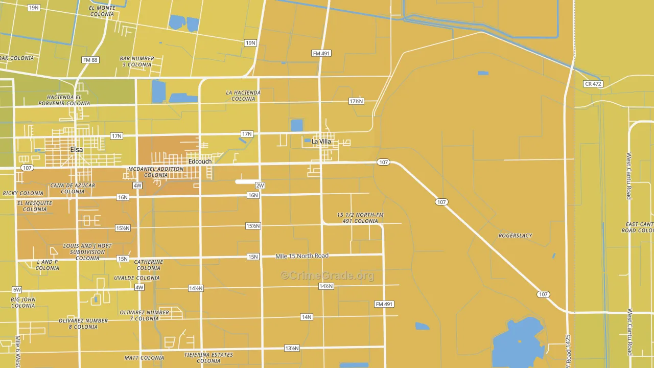 La Villa, TX Map of Vehicle Theft Rates