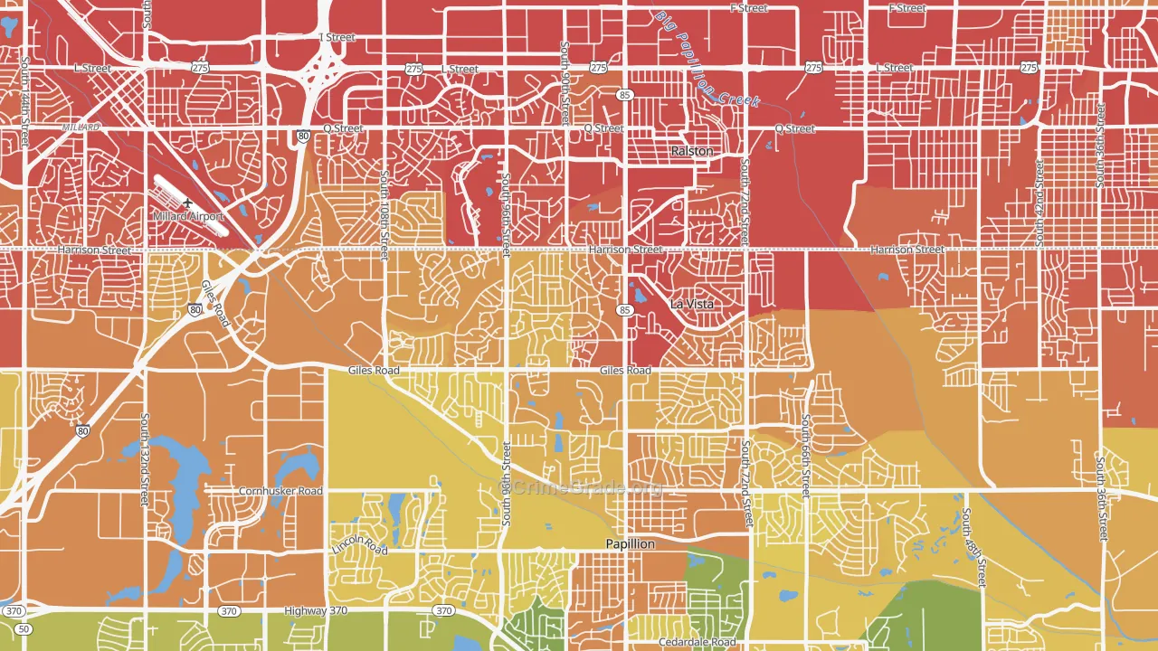 La Vista, NE Map of Vehicle Theft Rates